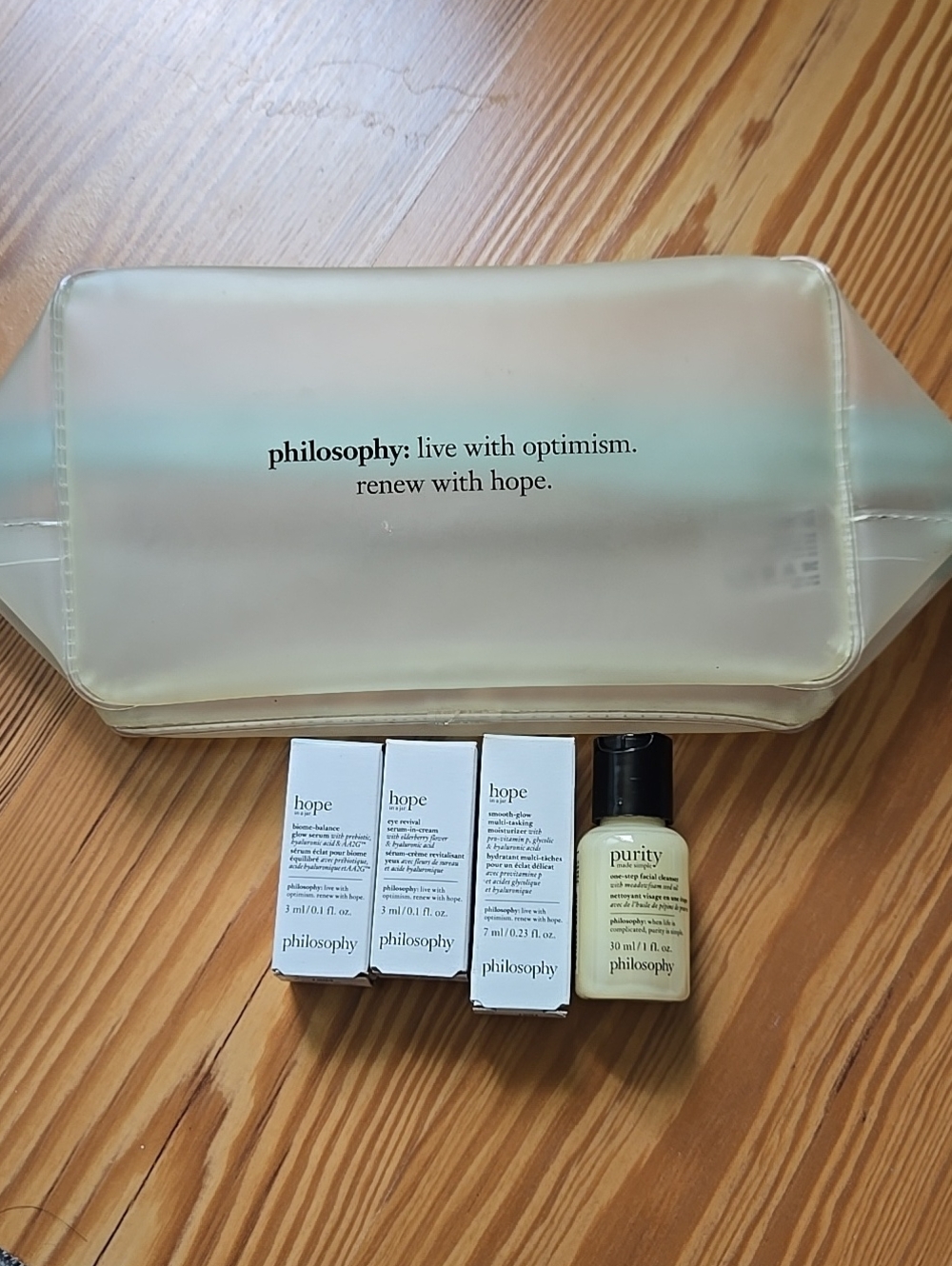 Philosophy Mini Skincare Set With0 Clear Makeup Bag